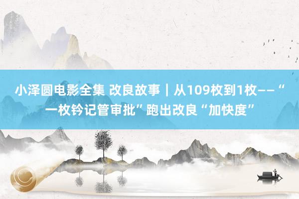 小泽圆电影全集 改良故事｜从109枚到1枚——“一枚钤记管审批”跑出改良“加快度”