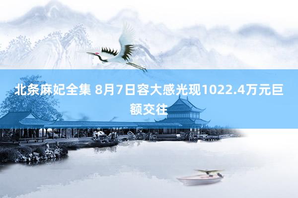 北条麻妃全集 8月7日容大感光现1022.4万元巨额交往