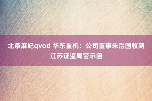 北条麻妃qvod 华东重机：公司董事朱治国收到江苏证监局警示函