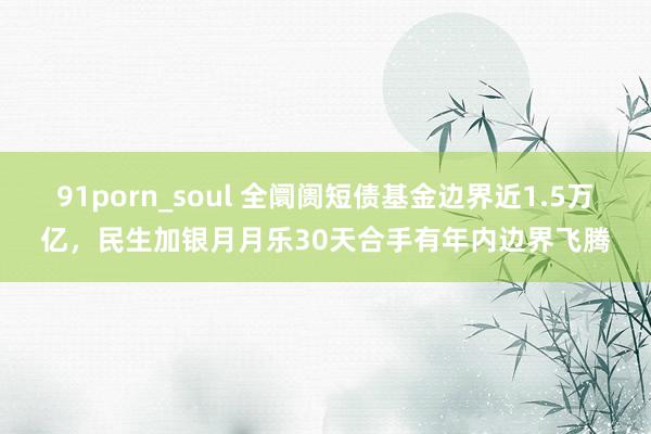 91porn_soul 全阛阓短债基金边界近1.5万亿，民生加银月月乐30天合手有年内边界飞腾