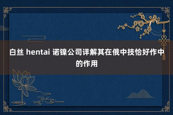 白丝 hentai 诺镍公司详解其在俄中技恰好作中的作用