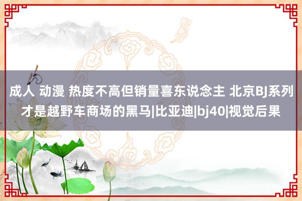 成人 动漫 热度不高但销量喜东说念主 北京BJ系列才是越野车商场的黑马|比亚迪|bj40|视觉后果